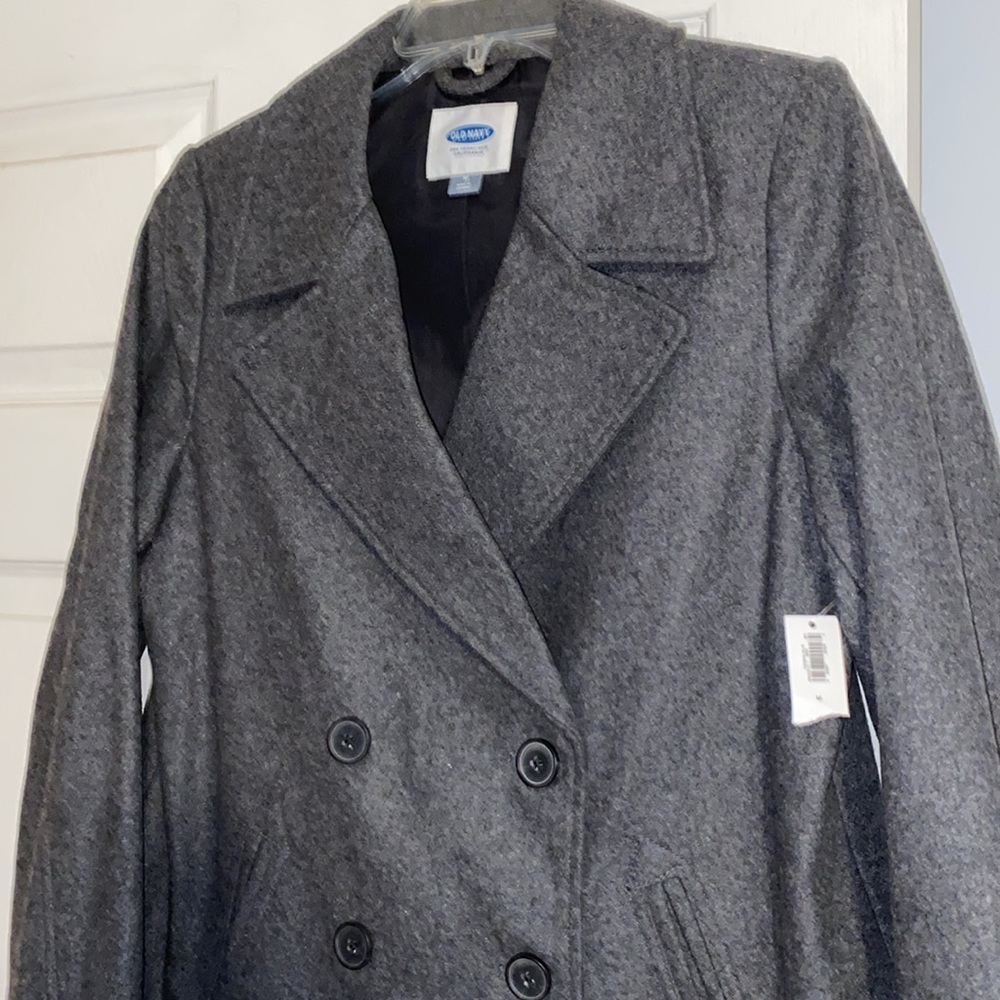 Old Navy's Soft-Brushed Dark Heather Gray Lined Peacoat NWT - Picture 4 of 13